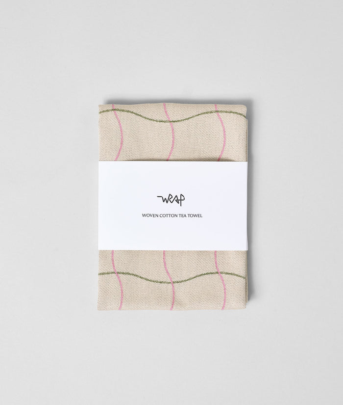 Wave Grid Natural Cotton Tea Towel