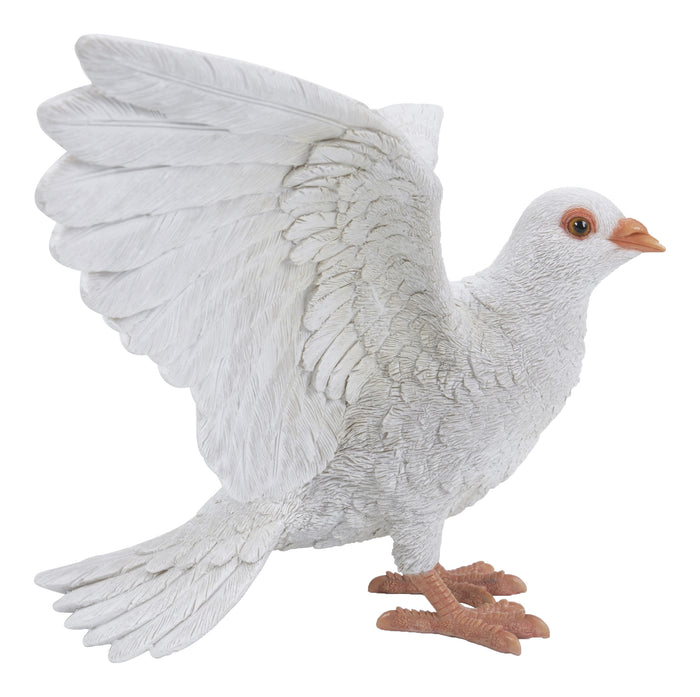 Pigeon W/Spread Wings - White Statue HI-LINE GIFT LTD.