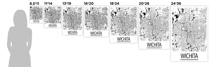 Wichita Map Poster - usa Map Print - Art Deco Series