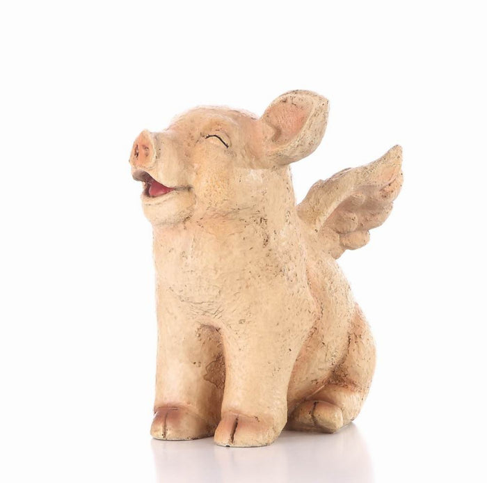 Pig With Wings Sitting Laughing Statue HI-LINE GIFT LTD.