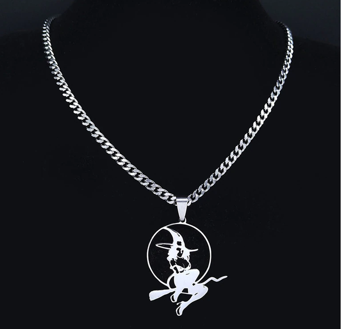 Witch Broom  Stainless Steel Necklace