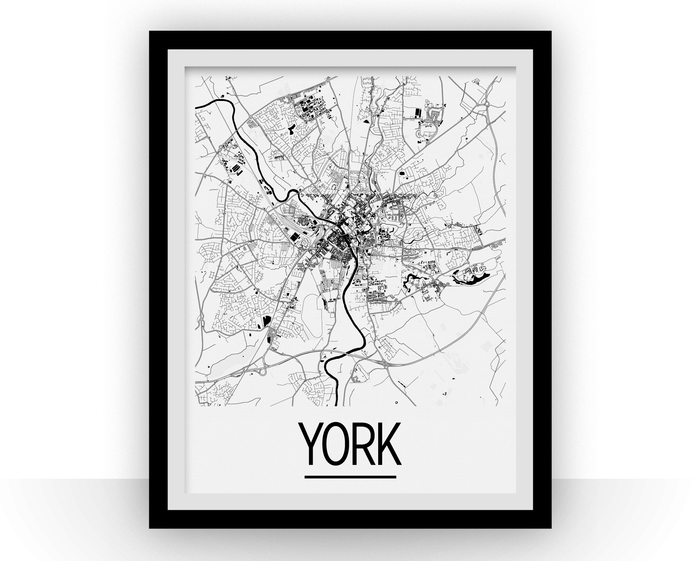 York Map Poster - uk Map Print - Art Deco Series