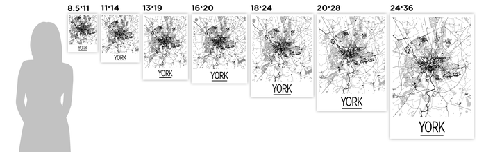 York Map Poster - uk Map Print - Art Deco Series