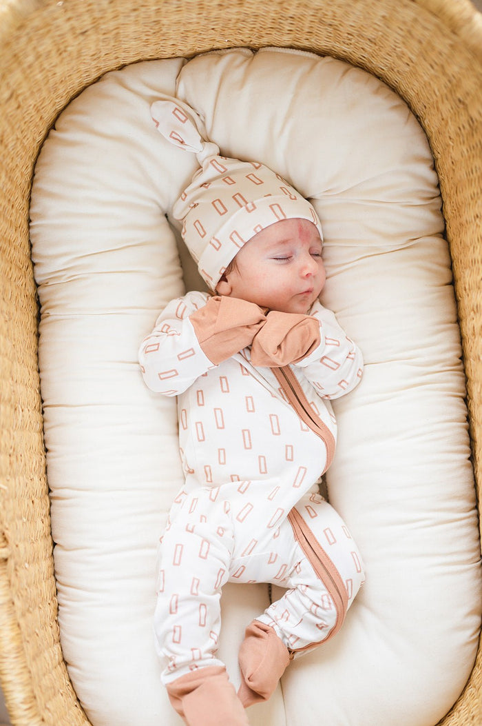 Zipper Romper - Neutral Rectangles
